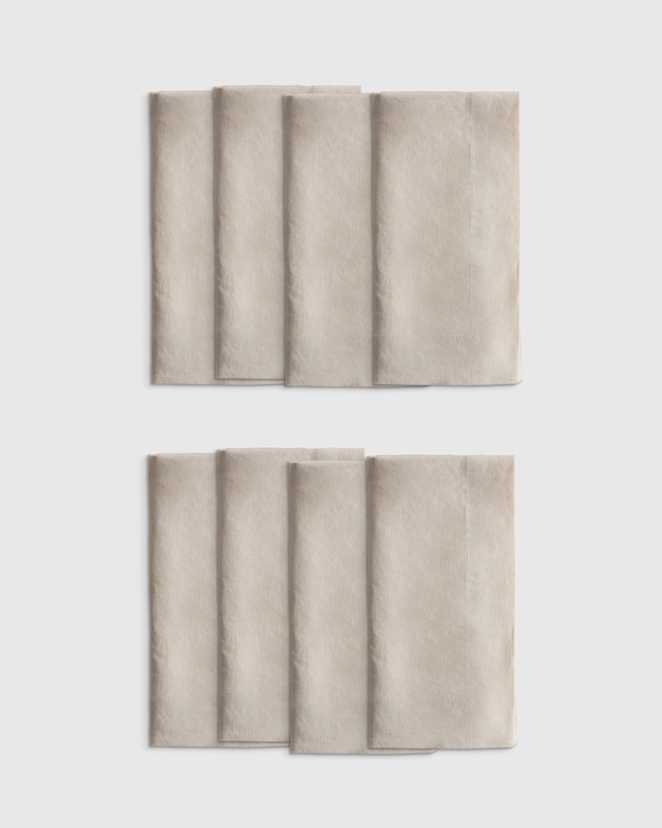 Sand European Linen Wide-Hem Napkins (Set of 8)