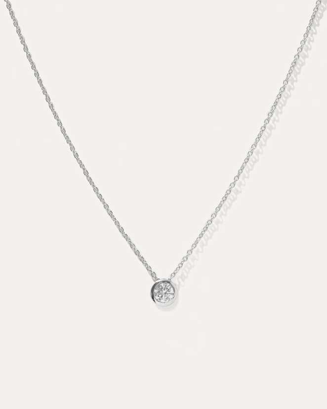 White Gold 14K Gold Diamond Sliding Bezel Necklace