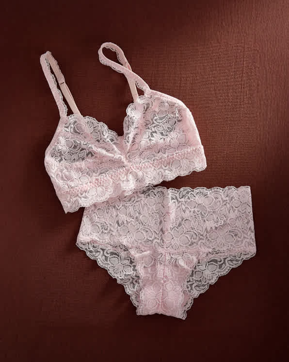 Clay/Pale Pink Stretch Lace Sweetheart Bralette (2-pack)