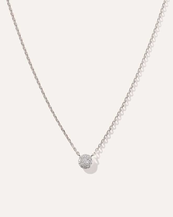 White Gold 14K Gold Diamond Pave Disc Necklace