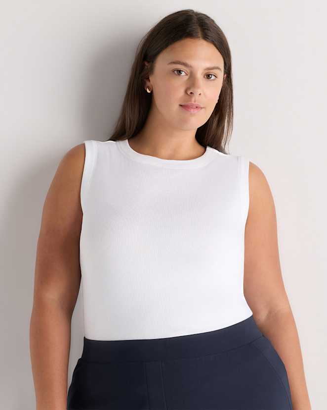 Soft White Organic Cotton Micro-Rib Cutaway Tank