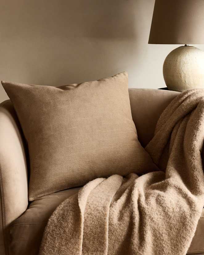 Taupe Corduroy Cotton Velvet Pillow Cover