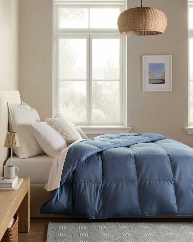 Glacier Blue Premium Sateen Down Comforter