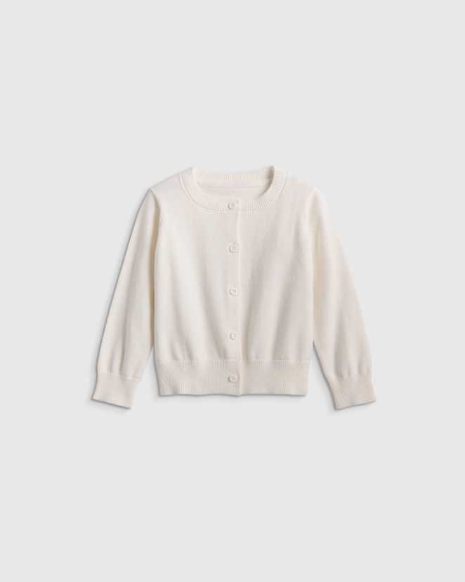Ivory 100% Organic Cotton Crewneck Cardigan