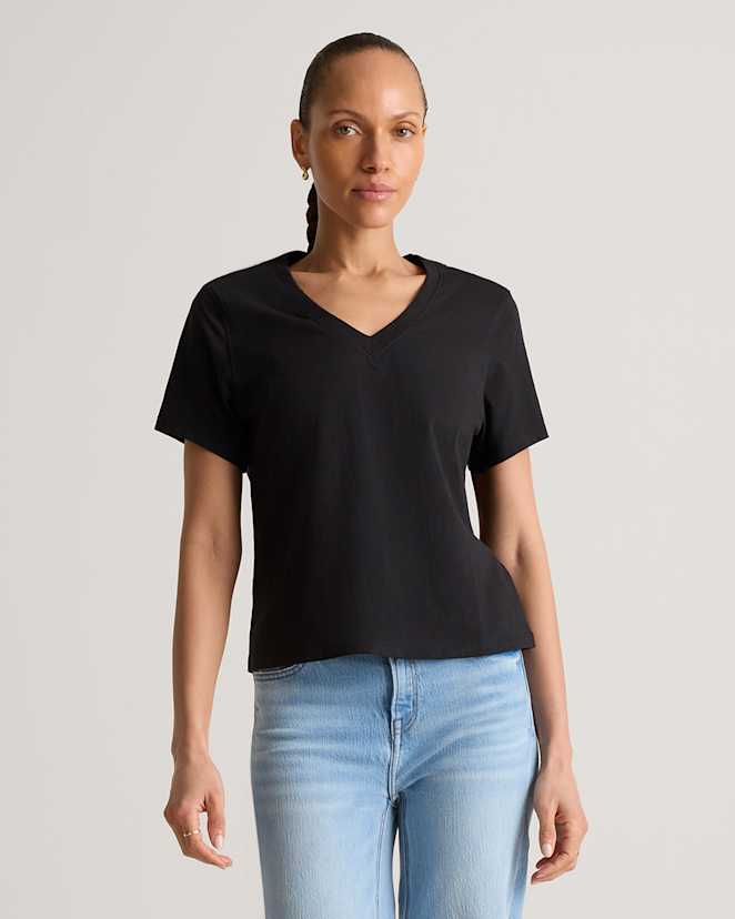 True Black 100% Organic Cotton Boxy V-Neck Tee (3-Pack)