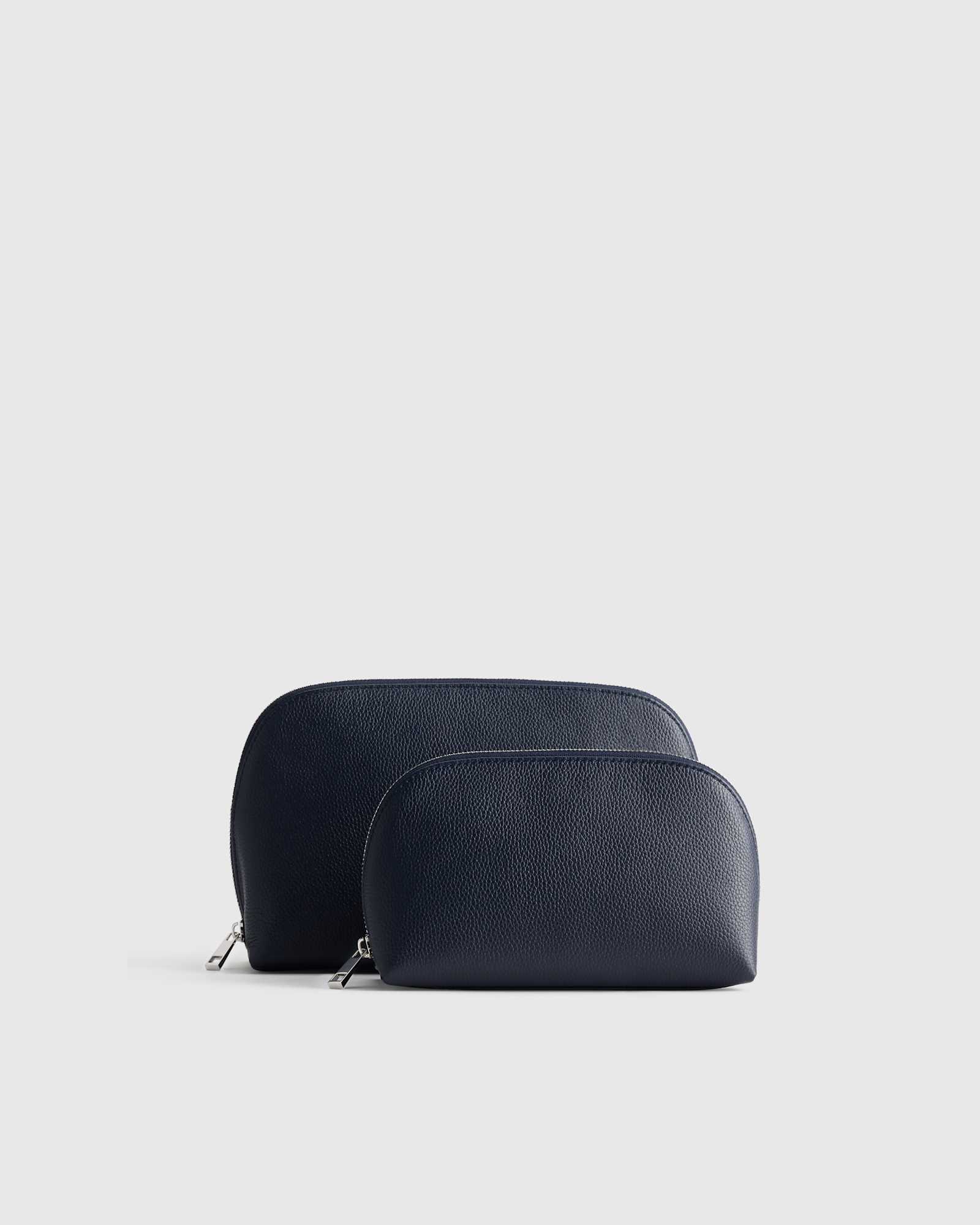 Deep Navy Italian Leather Pouch Travel Set