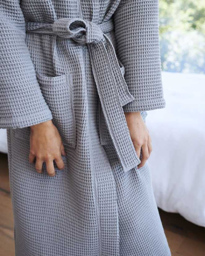 Grey Organic Turkish Waffle Robe