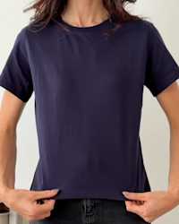 100% Organic Cotton Boxy Crewneck Tee - PDP Video Thumbnail (Deep Navy, 4x5)