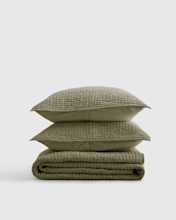 LinenCottonStitch washed olive Quilt Set