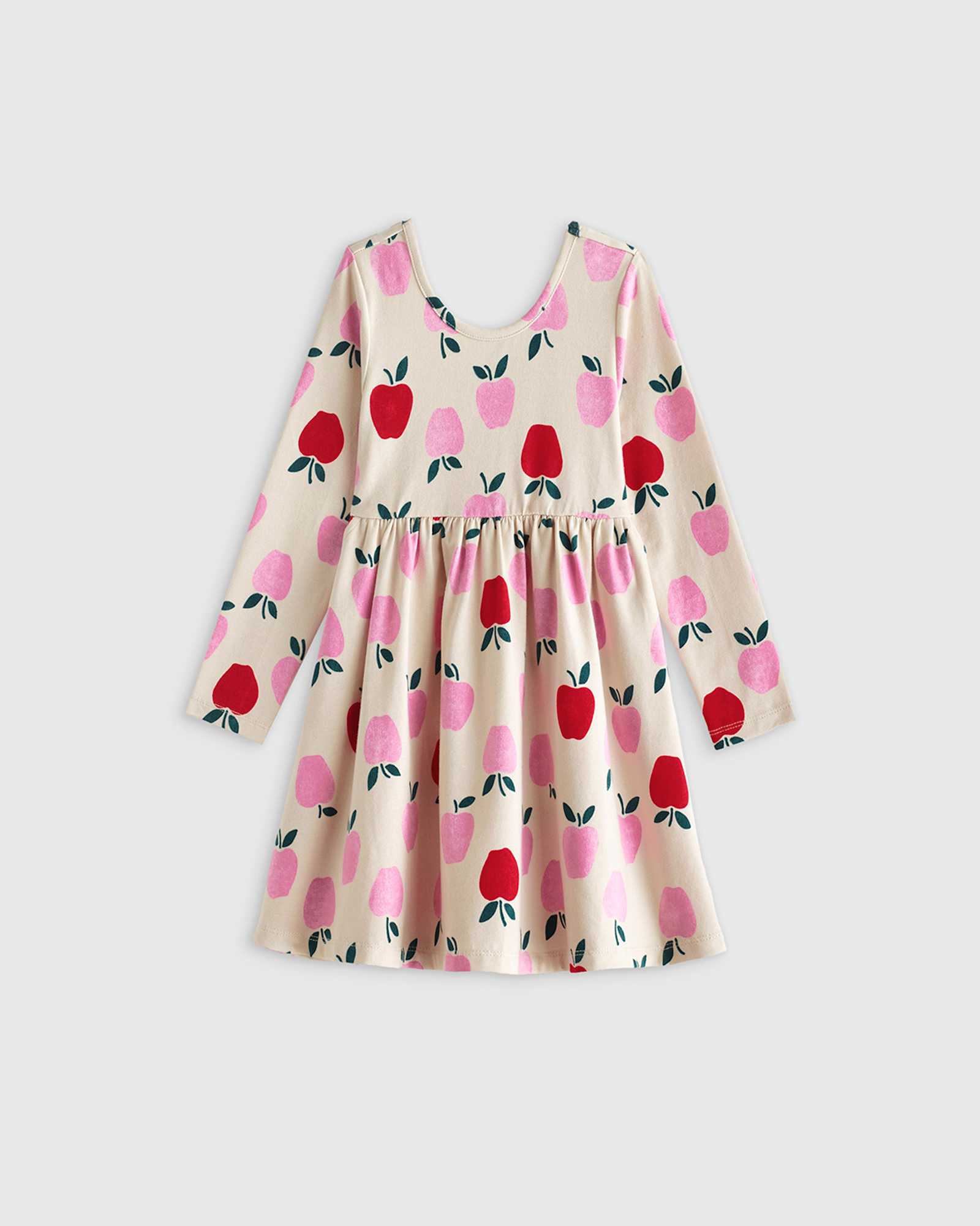 apple Organic Cotton Long Sleeve Skater Dress