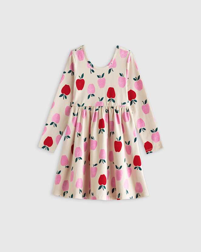 Apple Organic Cotton Long Sleeve Skater Dress