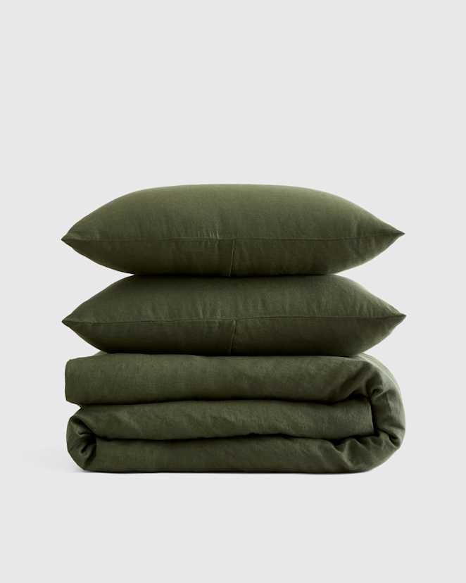 Pine European Linen Duvet Cover Set