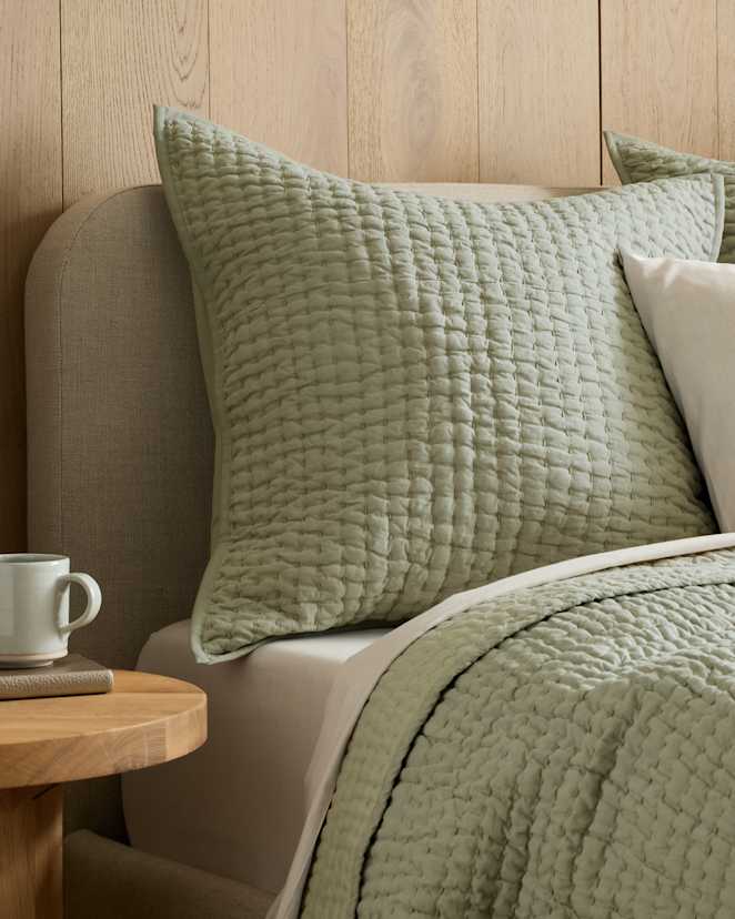 Willowleaf European Linen Cotton Stitch Quilted Euro Sham