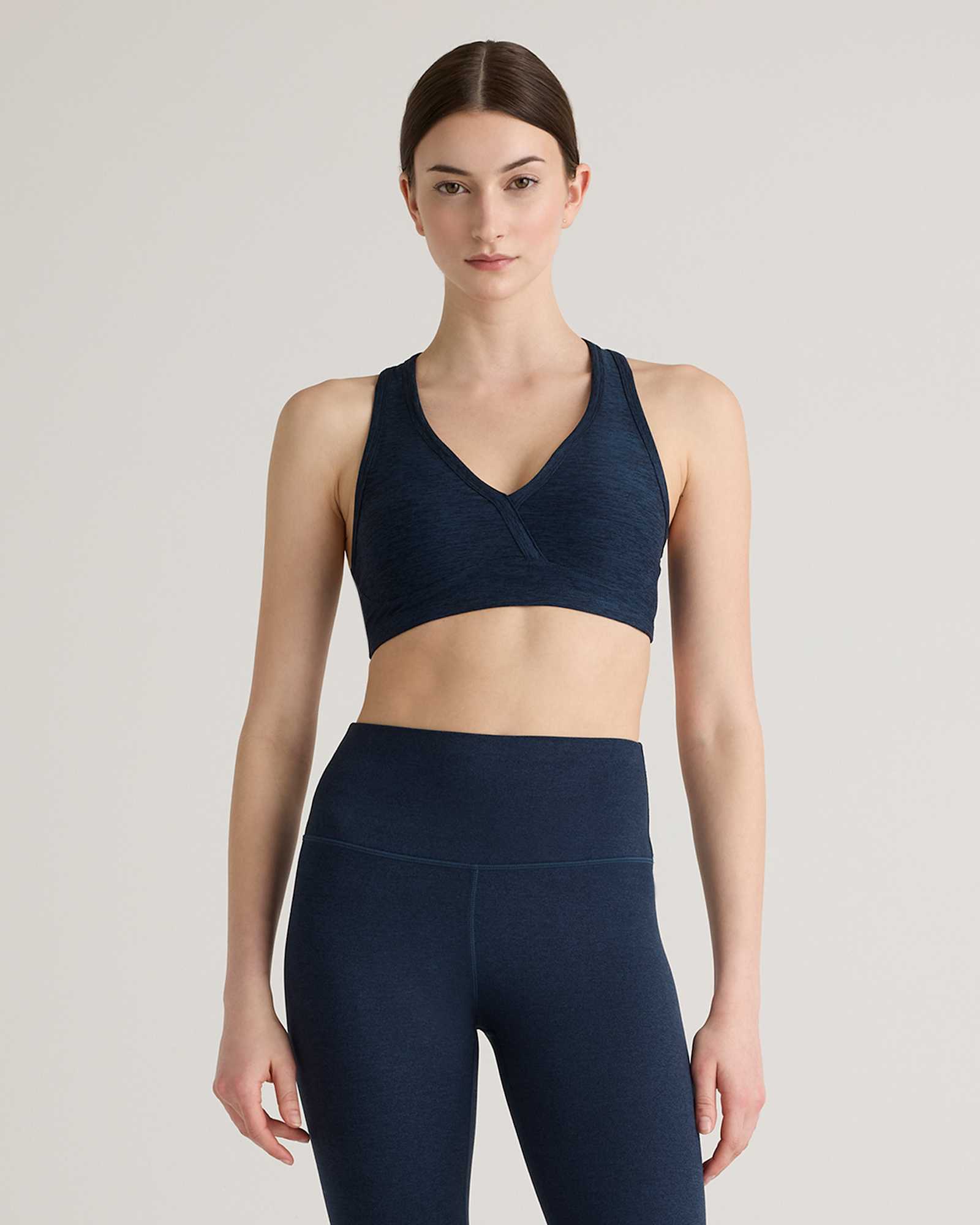 Heather Navy Soutien-gorge ultra doux à dos nageur et col en V