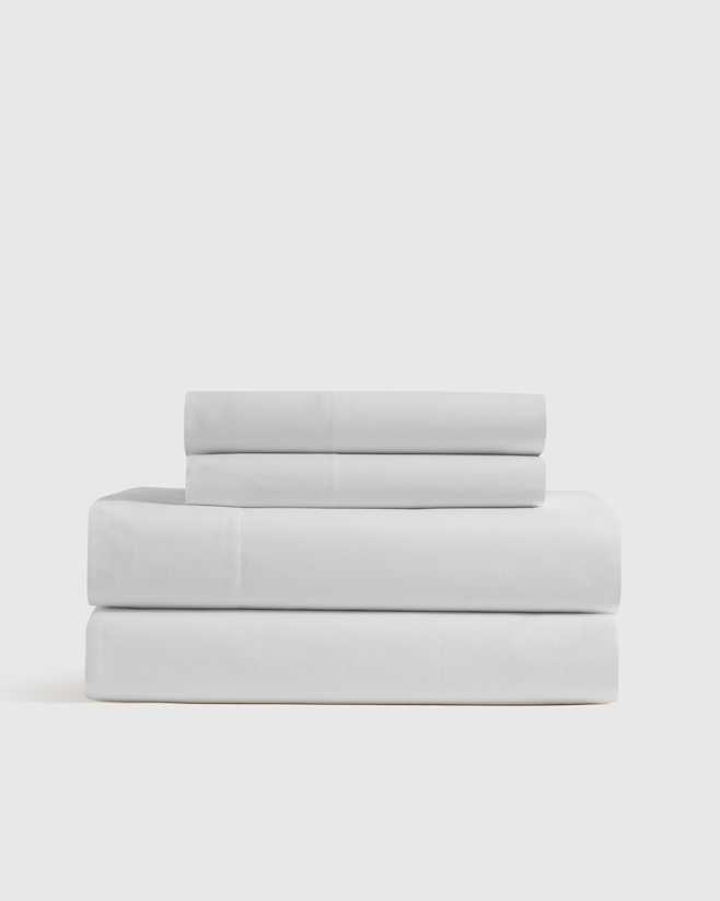 White Organic Crisp Percale Sheet Set
