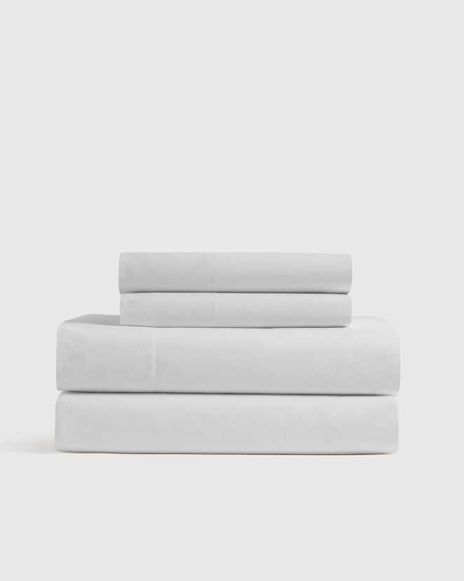 White Organic Crisp Percale Sheet Set