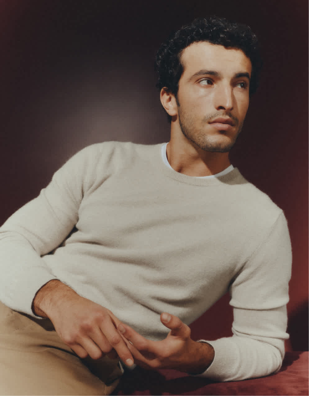 Heather Cloud Beige Mongolian Cashmere Crewneck Sweater