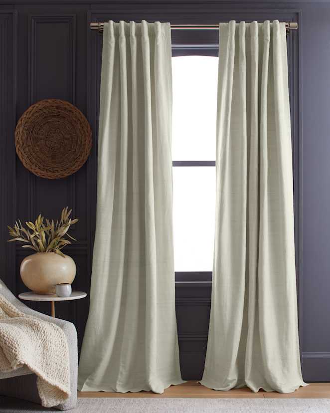 Ivory Raw Silk Room Darkening Curtain