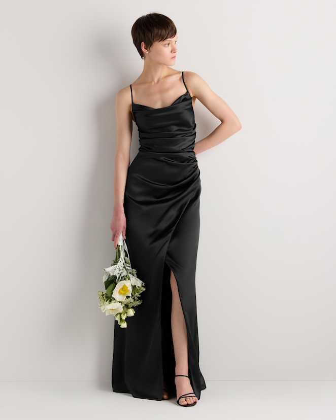 Black Juliette Stretch Satin Dress
