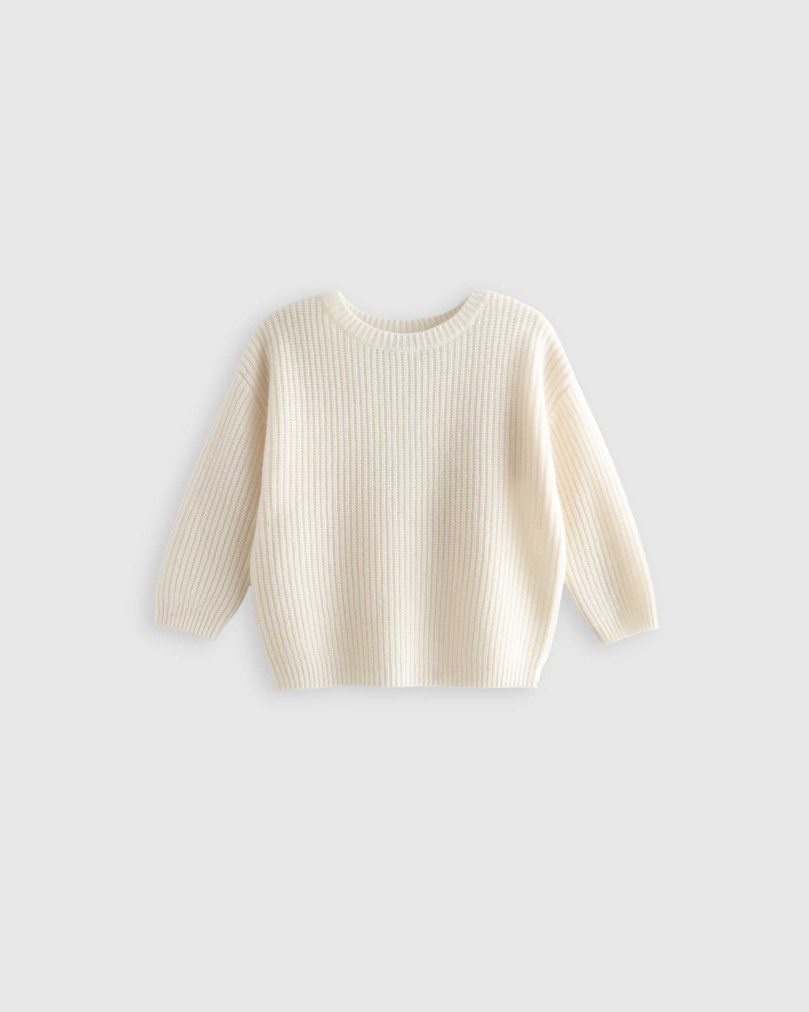 ivory Washable Cashmere Fisherman Tunic Sweater