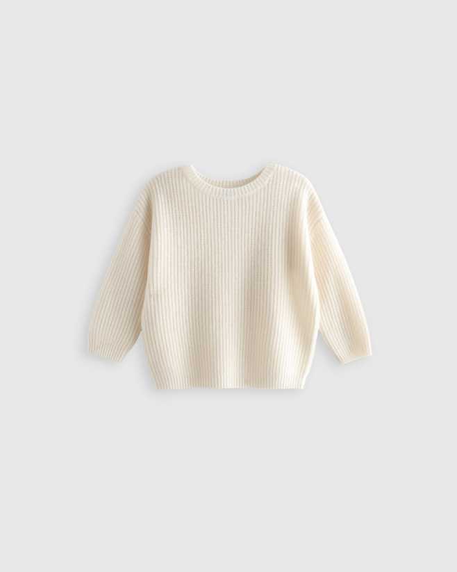 Ivory Pull style pêcheur en cachemire lavable