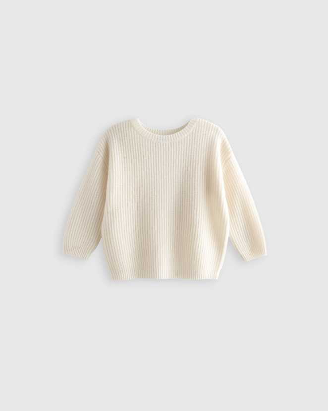 Ivory Washable Cashmere Fisherman Tunic Sweater