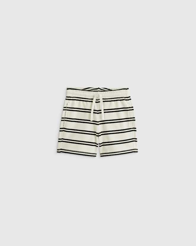 Black/White Stripe 100% Organic Cotton French Terry Short