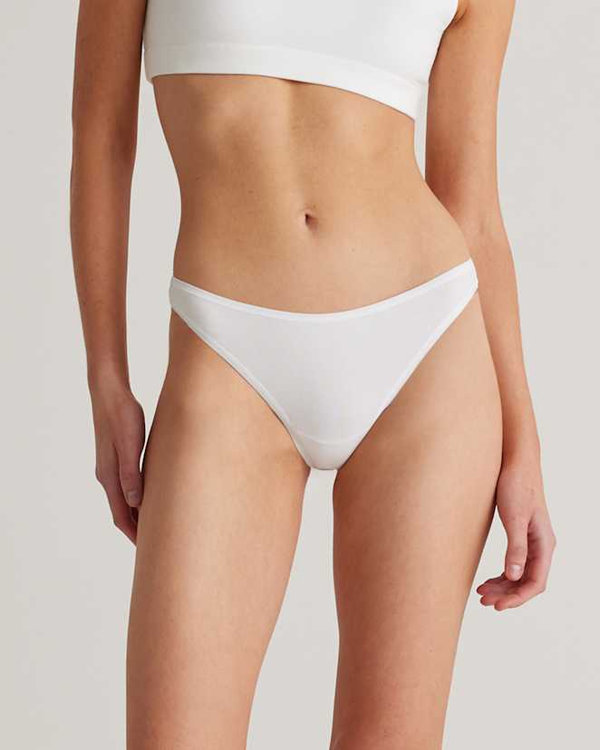 Soft White Organic Cotton Thong (6-pack)