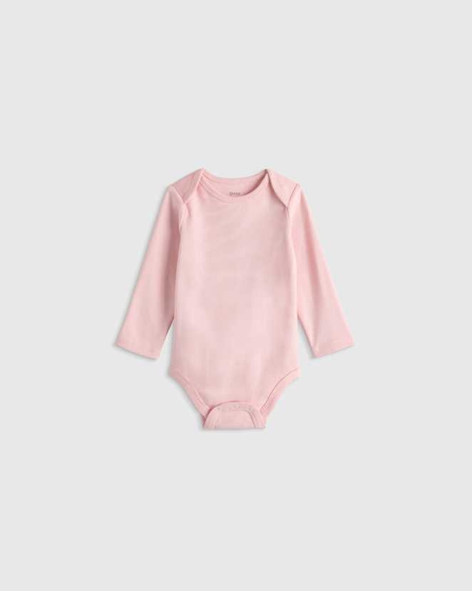 Baby Pink 100% Organic Cotton Long Sleeve Bodysuit