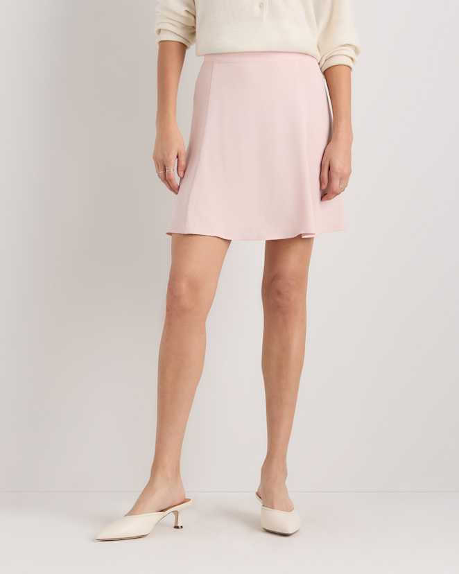 Shell Pink Lightweight Crepe A-Line Mini Skirt