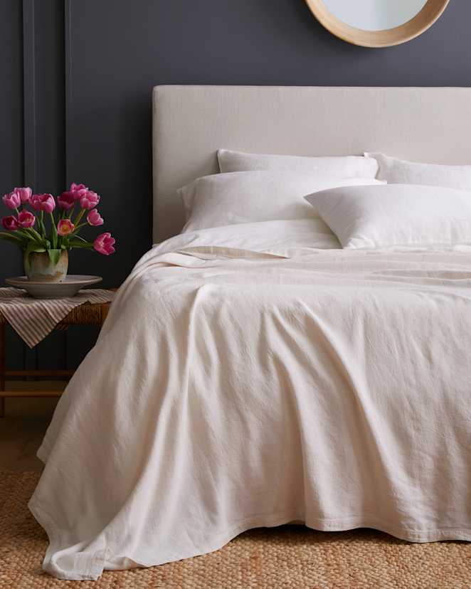Oat Vintage Wash European Linen Bed Cover