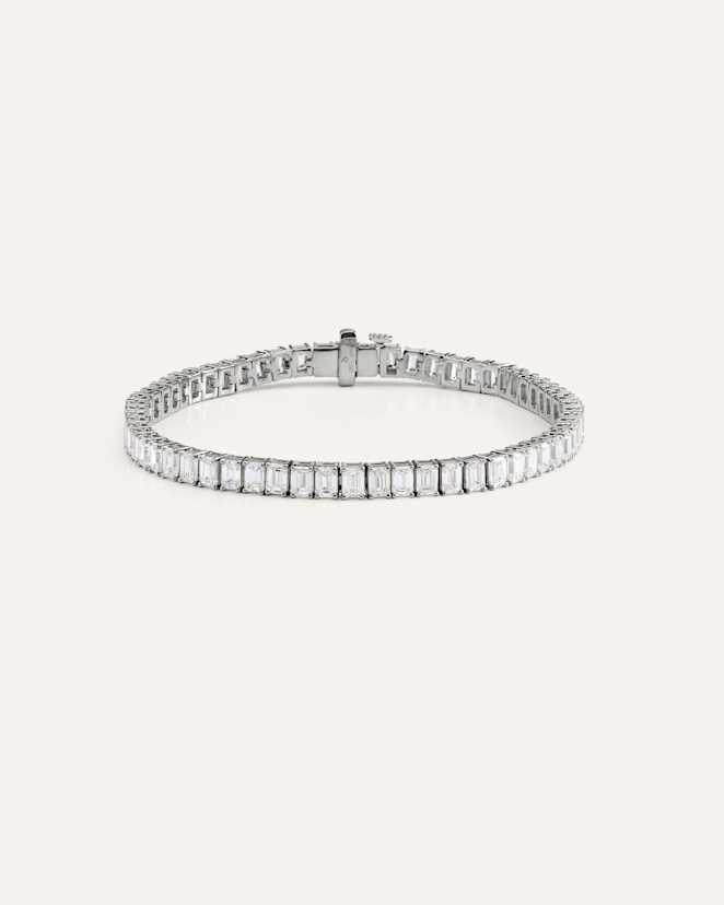 White Gold 14K Gold Lab Grown Diamond North-South Emerald Tennis Bracelet - 10ctw