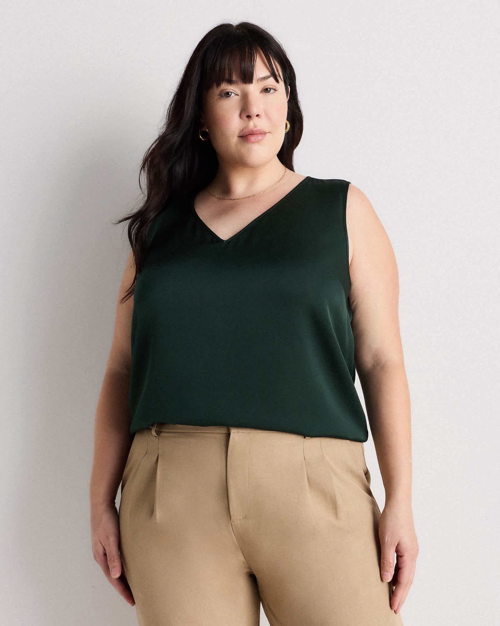 Forest Green Washable Stretch Silk Tank
