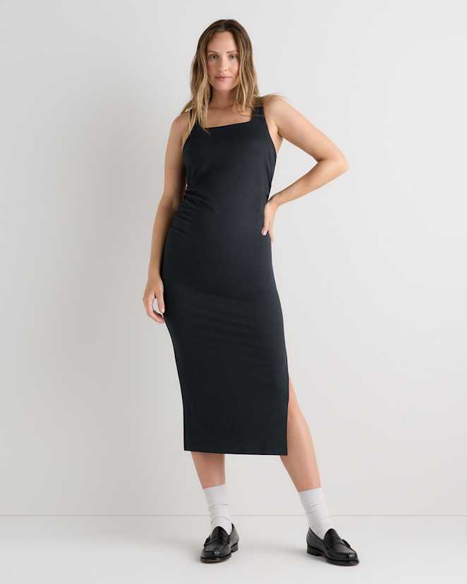 Heather Black Ultra-Soft Maternity Midi Dress