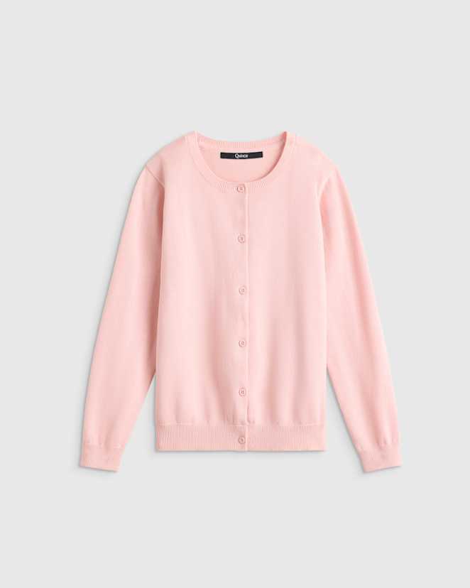 Silver Pink 100% Organic Cotton Crewneck Cardigan