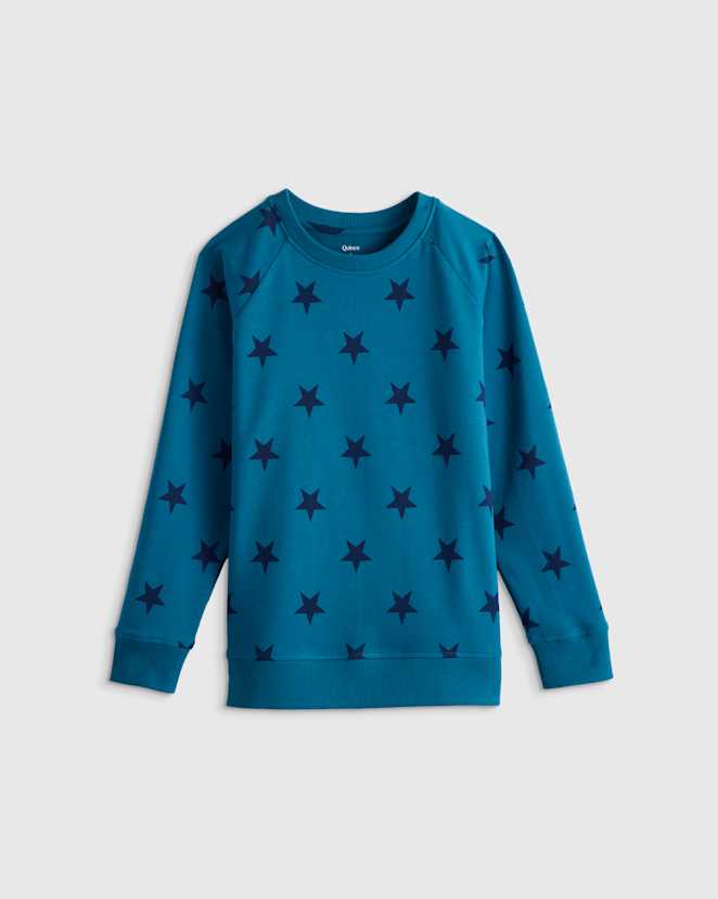 Blue Stars Pull molletonné en jersey bouclette de coton biologique à col rond