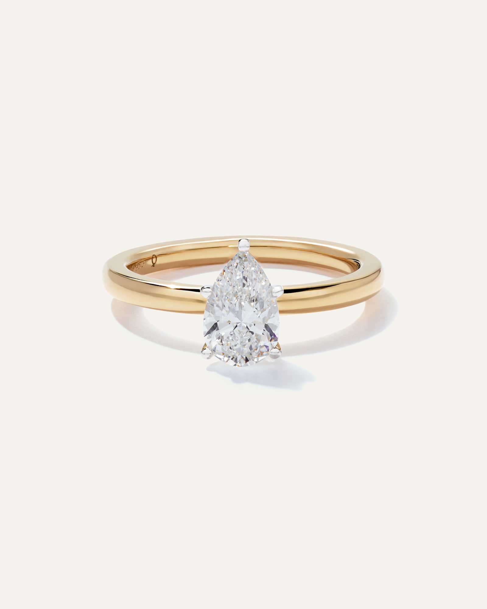 Yellow Gold Lab Grown Diamond Pear Comfort Fit Engagement Ring - 1ct