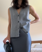 Mongolian Cashmere Fisherman Sweater Vest Heather Gray Jamie-Lee Burns 4x5 Thumbnail