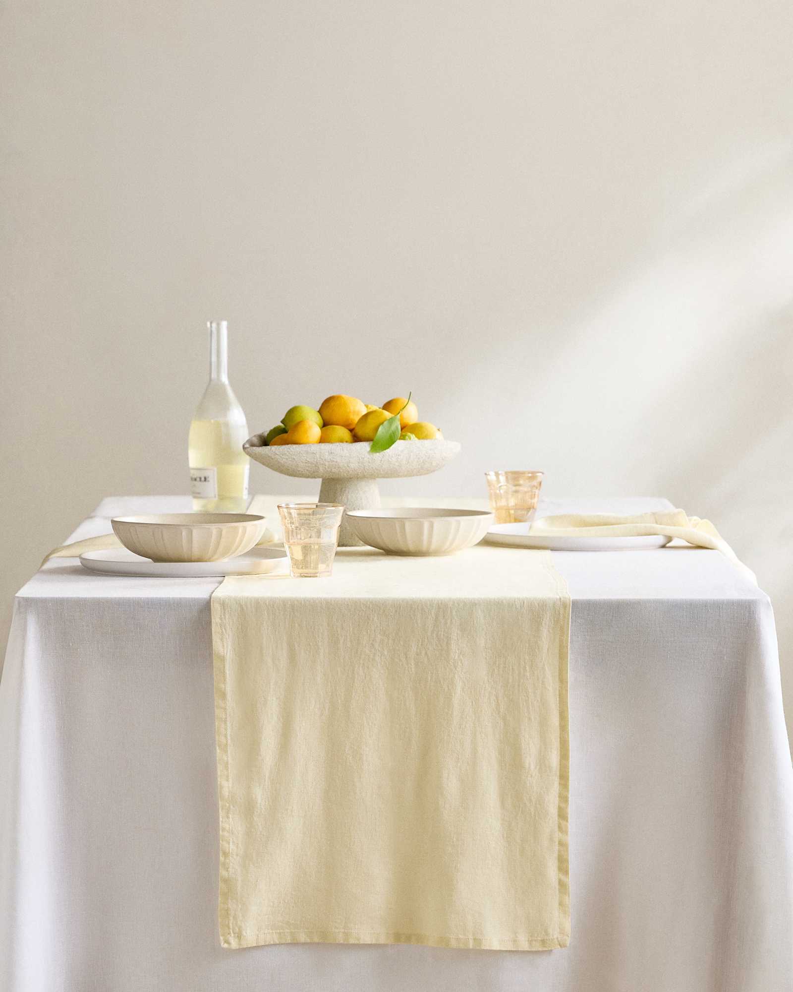 butter-yellow European Linen Table Runner