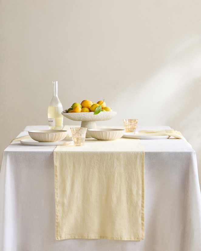 Butter Yellow European Linen Table Runner
