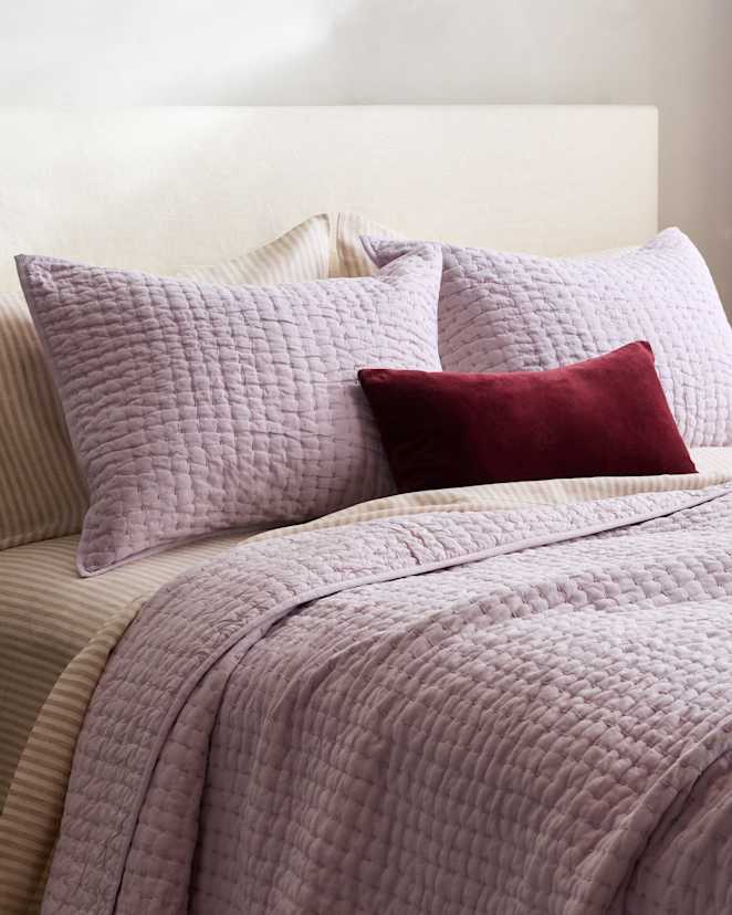 Orchid European Linen Cotton Stitch Sham Set