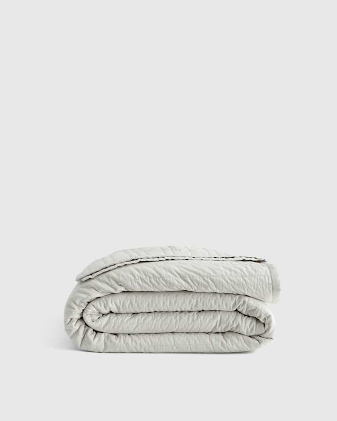Light Grey Organic Cotton Stripe Stitch Quilt