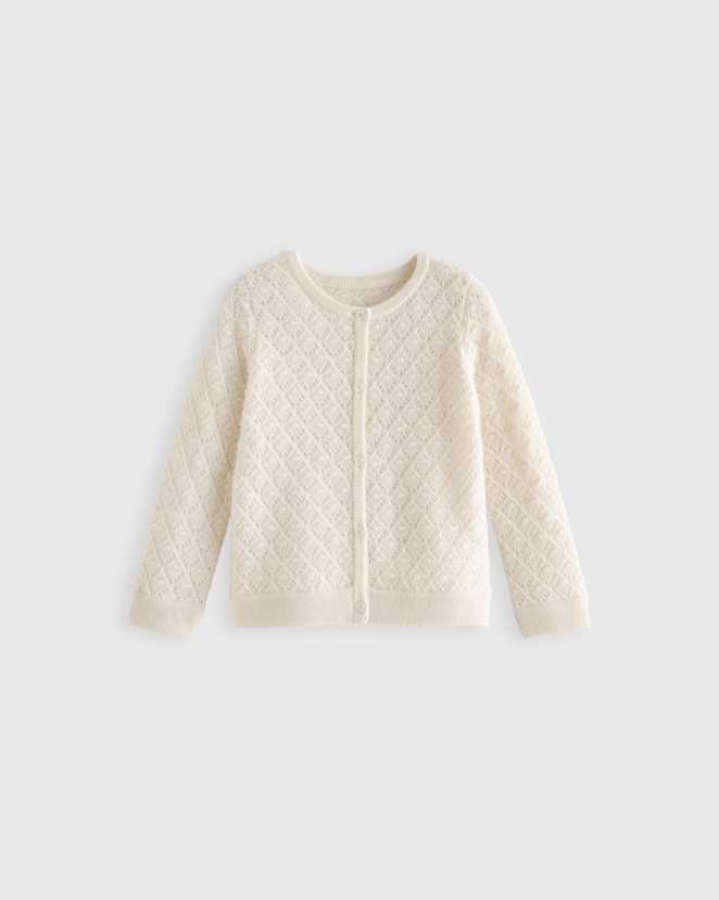 Pointelle Cardigan ivory Toddler Ivory Washable Cashmere Pointelle Cardigan