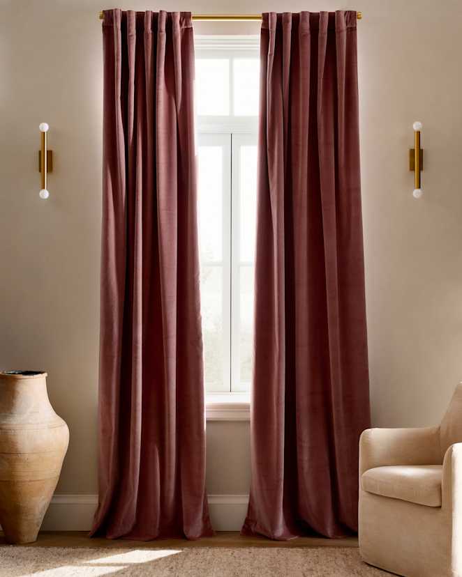 Mauve Cotton Velvet Curtain
