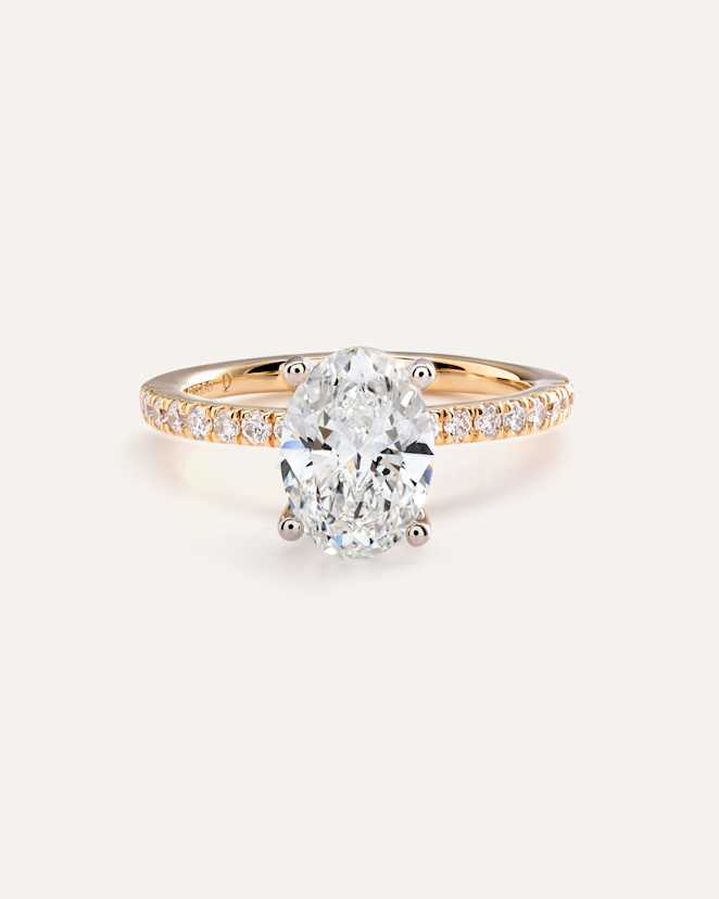 Yellow Gold Lab Grown Diamond Oval Petite Pave Engagement Ring - 2.5ct