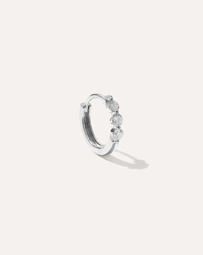 White Gold 14K Gold Lab Grown Diamond Shared Prong Huggie