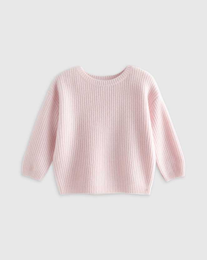 Minimal Pink Washable Cashmere Fisherman Tunic Sweater