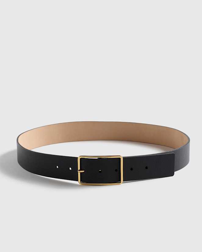 Black Siena Rectangle European Leather Belt