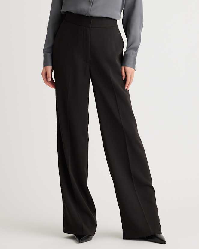 Black Stretch Crepe Classic Trouser Pants