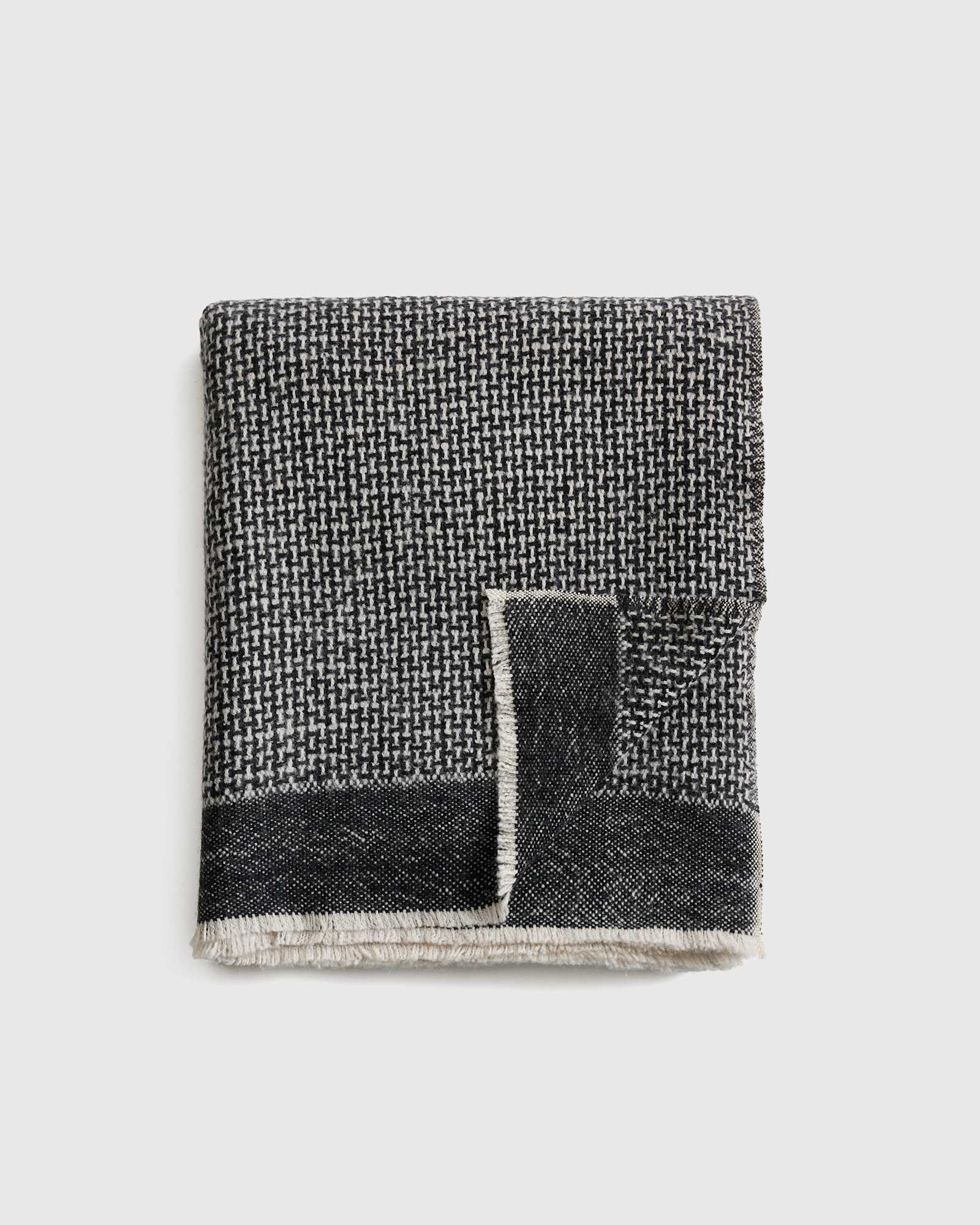 Black Lightweight Cashmere Wool Patterned Throw